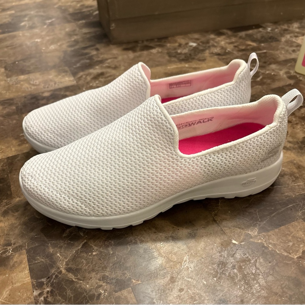Skechers Women's Go Walk White Mesh Slip-On Sneakers